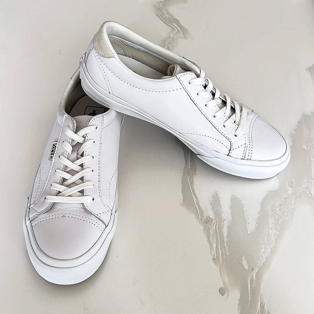 Vans Court Dx Leather True White Skateboarding Shoe Womens Sz 7 Mens 5.5